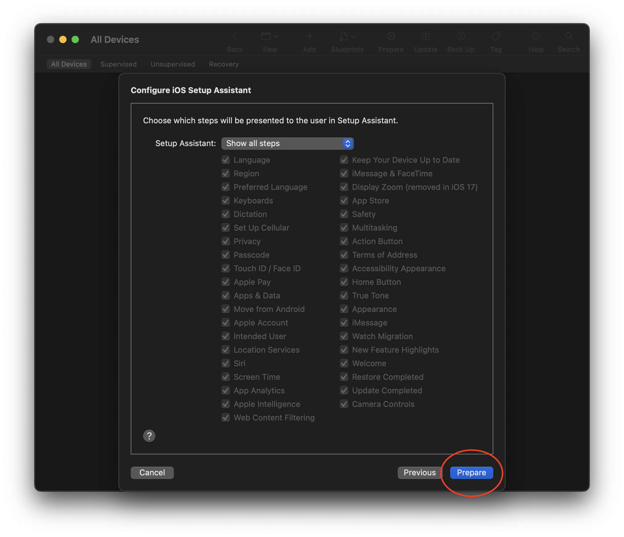 Create a new organization identity in Apple Configurator