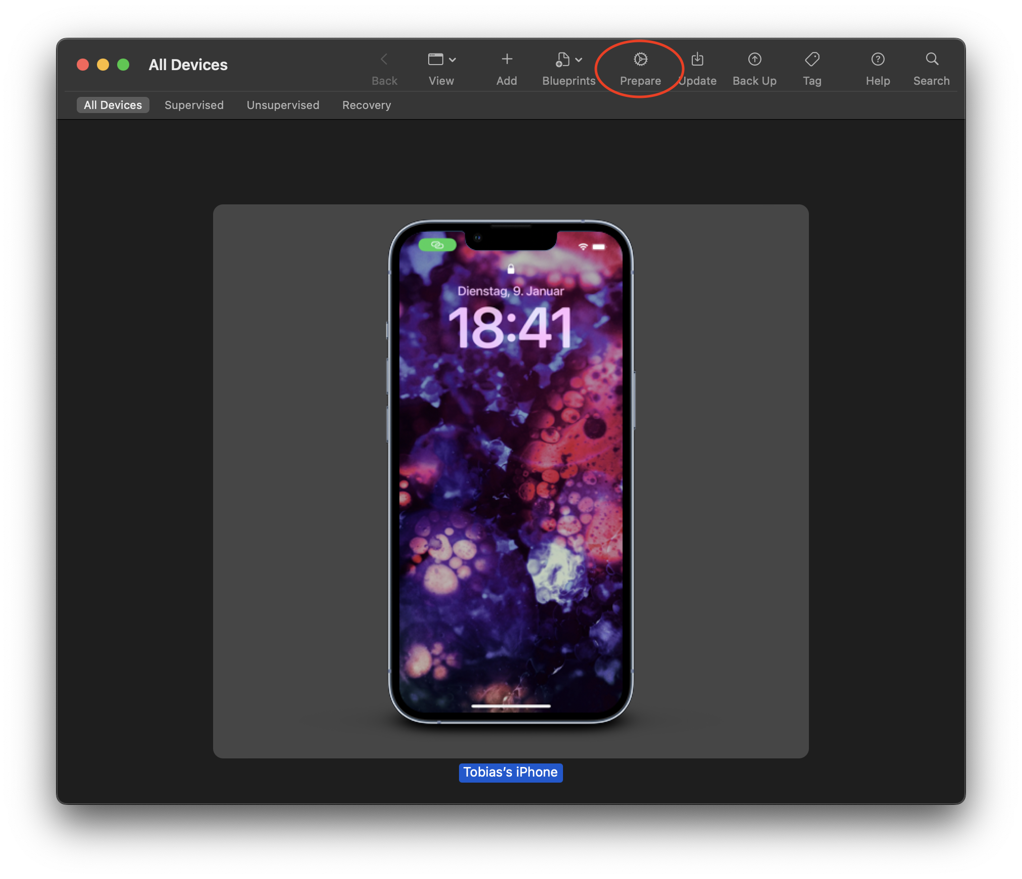 Prepare a device in Apple Configurator
